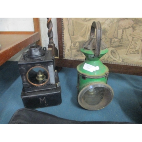 143 - LNER GREEN  RAILWAY LAMP AND BLACK LANTERN