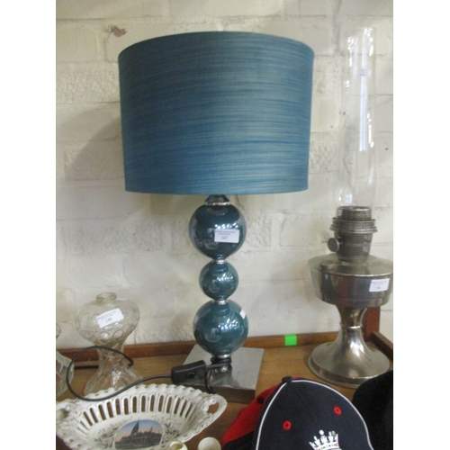 147 - LARGE CONTEMPORARY TEAL LAMP WORKING