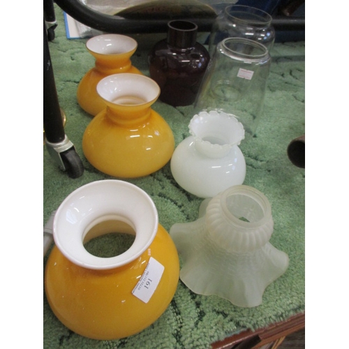 191 - QUANTITY OF OIL LAMP SHADES, CLEAR, MILK AND AMBER MIXED