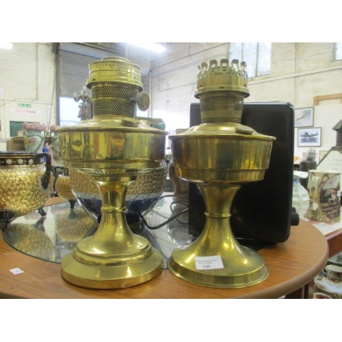 209 - PAIR OF BRASS OIL LAMP BASES