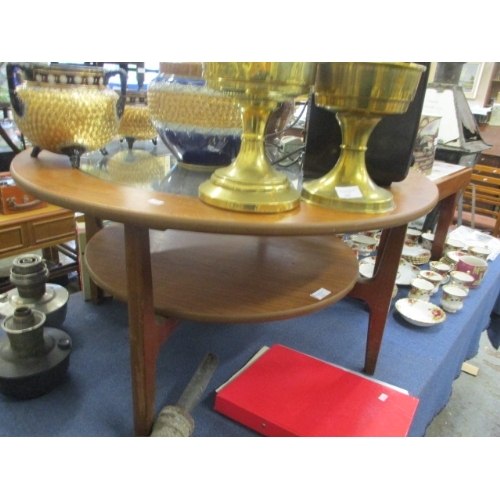 210 - MID CENTURY DANISH STYLE ROUND COFFEE TABLE WITH GLASS INSERT