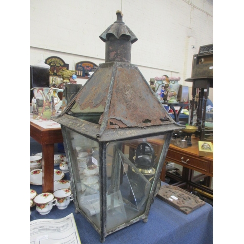 216 - LARGE VICTORIAN N.E.R. LAMP (FROM LAMBLEY)