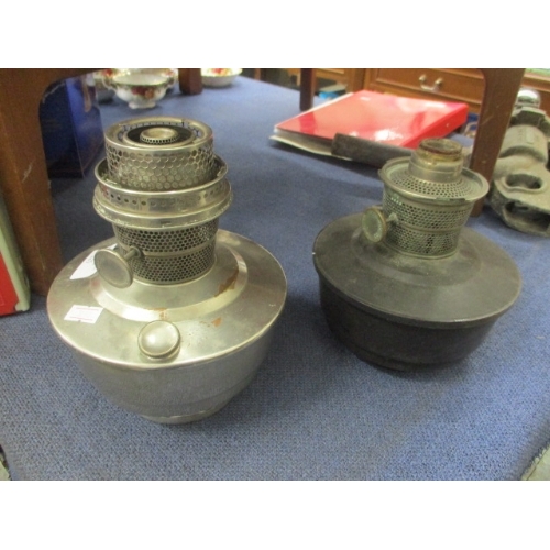 225 - 2 SILVER METAL ART DECO OIL LAMP BASES