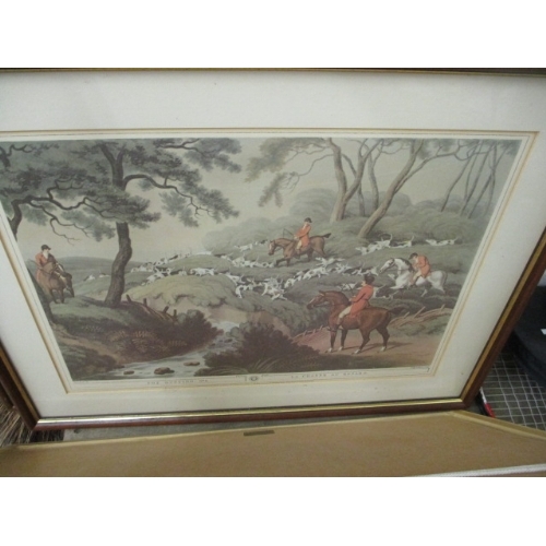 281 - 6 X  HUNTING, SHOOTING  AND RACING  PRINTS -  RABBIT, STAG, DUCK ETC, FRAMED AND GLAZED