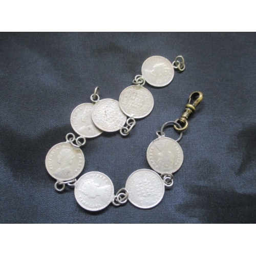 20 - SILVER INDIAN COIN BRACELET 1800's