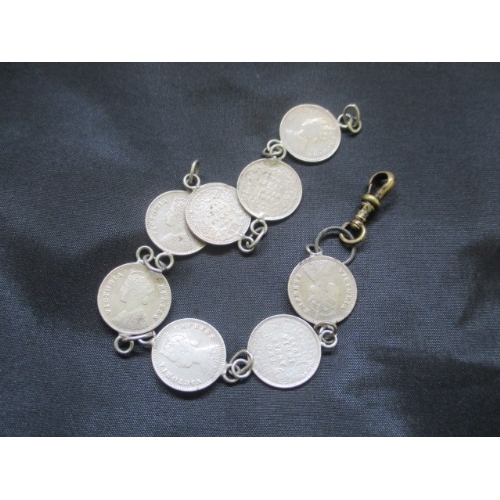 20 - SILVER INDIAN COIN BRACELET 1800's