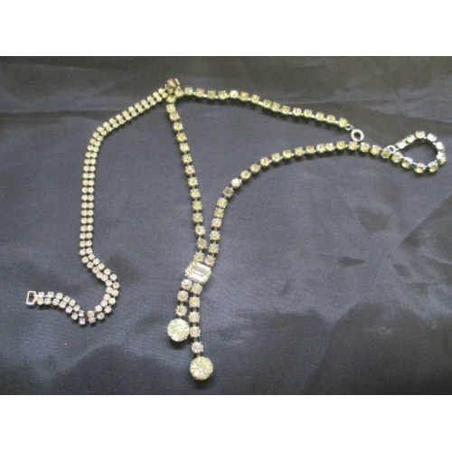 24 - VINTAGE DIAMANTE NECKLACE AND DIAMANTE BRACELET