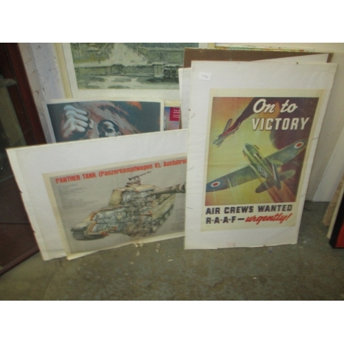 59A - QUANTITY OF WAR POSTERS BEHIND PERSPEX COVERS