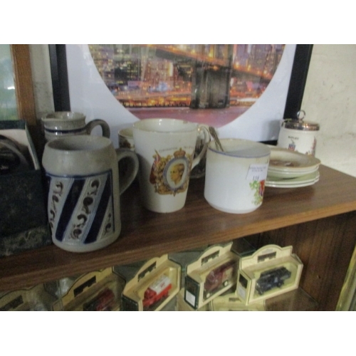 157 - COMMEMORATIVE MUG, PLATES AND 2 BOXED CUPS