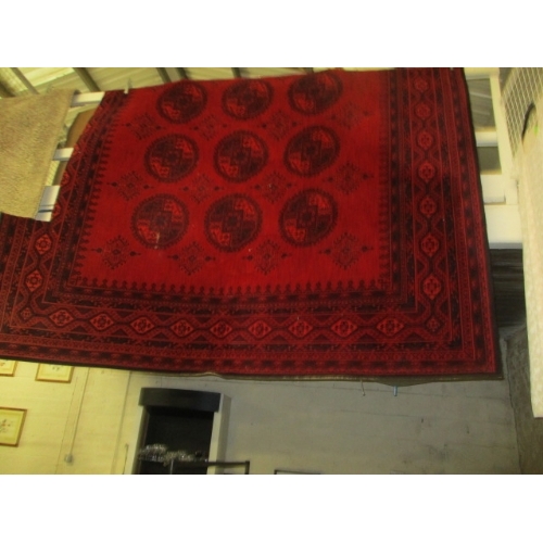 161B - DEEP RED PATTERNED CARPET APPROX 9X12