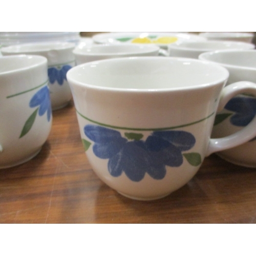 97 - 6 SETTING STAFFORDSHIRE DINNER SET (BLUE AND YELLOW FLOWERS)