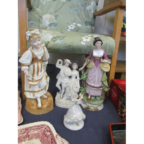 109 - LARGE FINE PORCELAIN 'LADY' FIGURE AND 2 SMALLER PORCELAIN LADY FIGURES