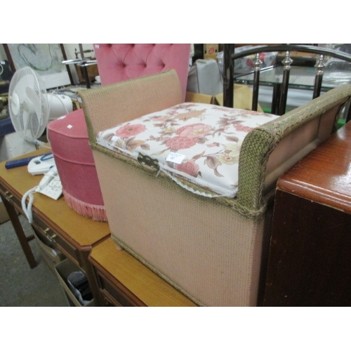 165 - PINK LLOYD LOOM STYLE BEDROOM STOOL WITH STORAGE