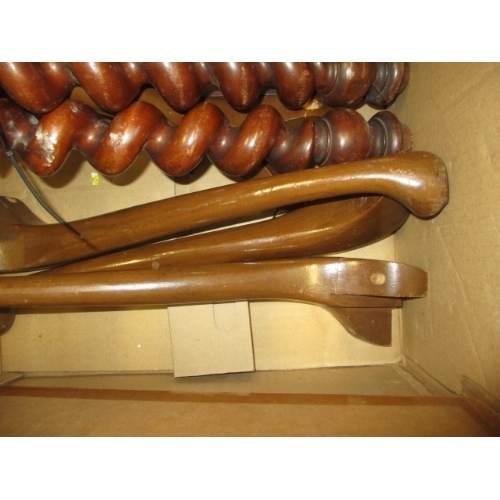 177 - VICTORIAN MAHOGANY TABLE LEGS SPINDLES AND BARLEY TWIST