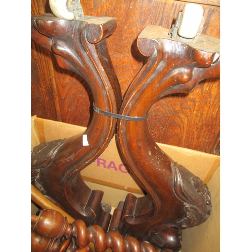 177 - VICTORIAN MAHOGANY TABLE LEGS SPINDLES AND BARLEY TWIST