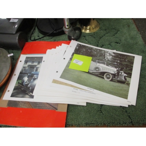 188 - A SCRAP BOOK OF STEAM ENGINES AND A SELECTION OF VINTAGE CAR PRINTS 1940 PACKARD DARRIN CONVERTIBLE,... 