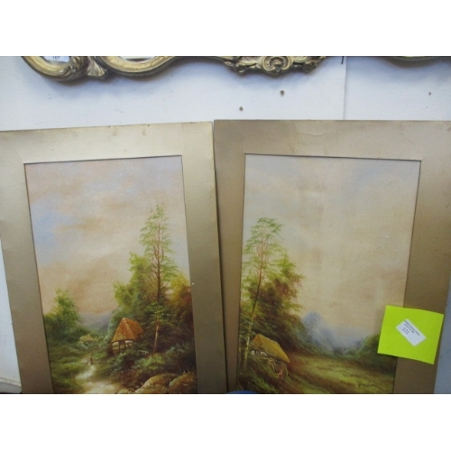 121 - 2 OILS ON BOARD OF FOREST SCENES