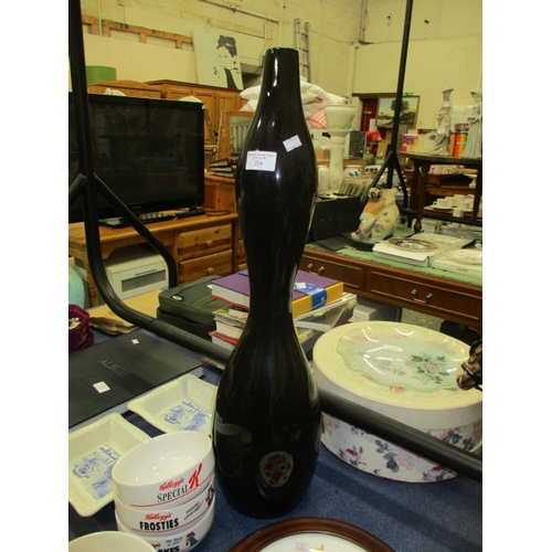 83 - LARGE BLACK HOUR GLASS SHAPED VASE