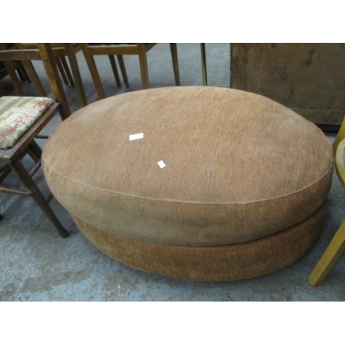 156 - LARGE TERRACOTTA COLOURED OVAL POUFFE WITH STORAGE UNDER