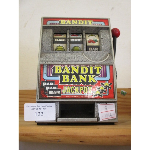 103 - VINTAGE TOY SLOT MACHINE, BANDIT BANK MONEY BOX