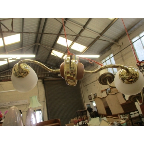 244 - 3 BRUSHED BRASS CEILING LIGHTS WITH SHADES
