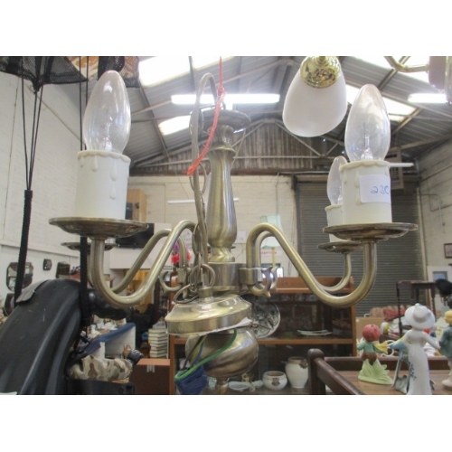 244 - 3 BRUSHED BRASS CEILING LIGHTS WITH SHADES