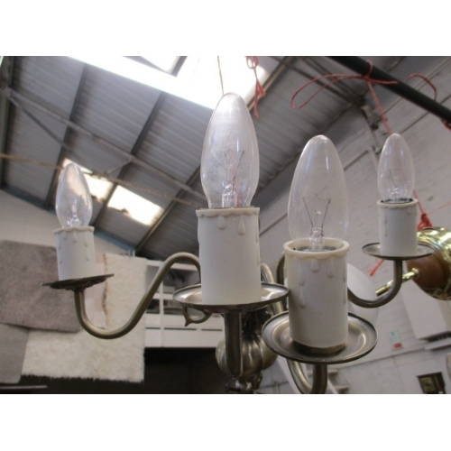 244 - 3 BRUSHED BRASS CEILING LIGHTS WITH SHADES