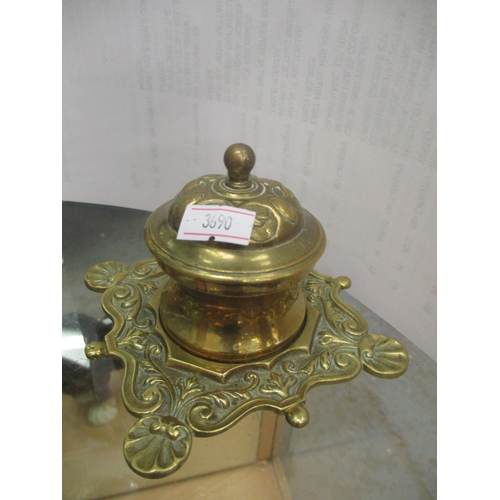 7 - ART NOUVEAU BRASS INK WELL