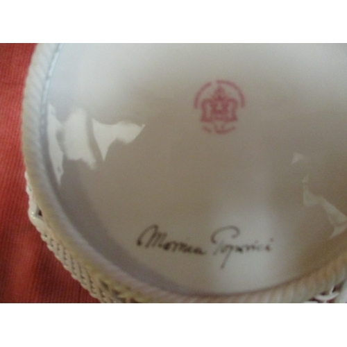 40 - PORCELAIN DELICATE FRETWORKED BOWL, BASKET WEAVE, SIGNED UNDERNEATH