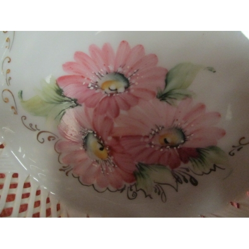 40 - PORCELAIN DELICATE FRETWORKED BOWL, BASKET WEAVE, SIGNED UNDERNEATH