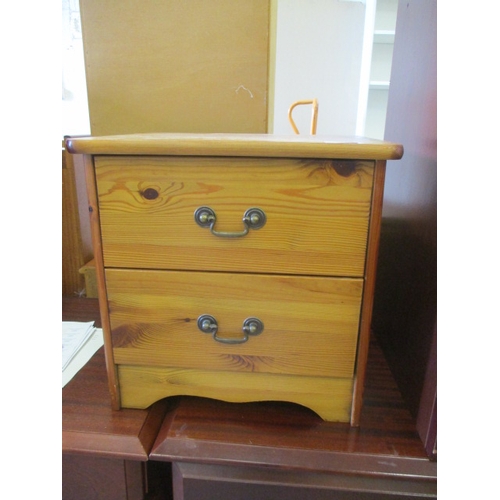 61 - A LOW 2 DRAWER PINE BEDSIDE TABLE
