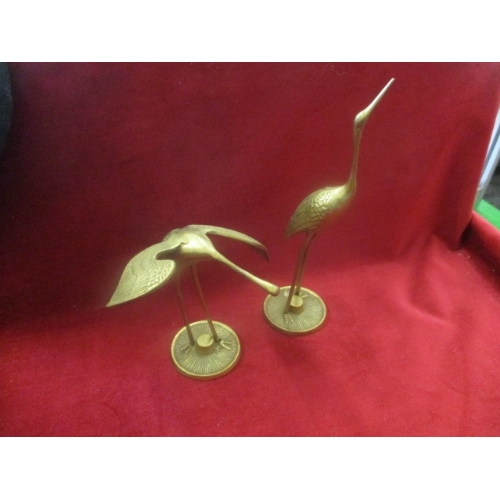 76 - 2 BRASS STORK ORNAMENTS