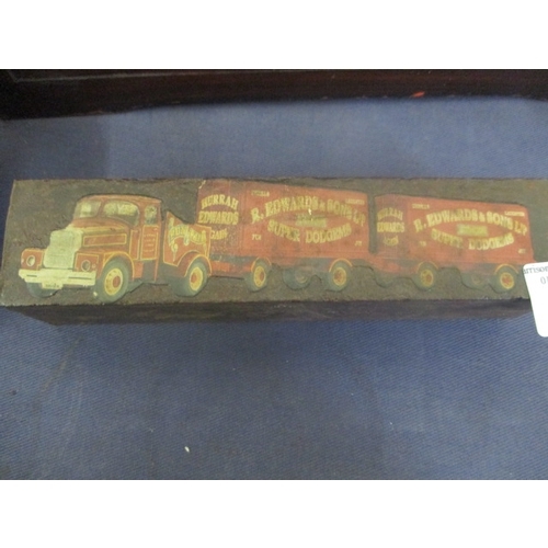 89 - PIECE OF HEAVY METAL WITH ADVERTISING TRUCK OF HURRAH EDWARDS SUPER DODGEMS