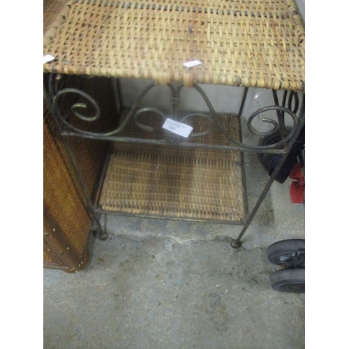 114 - WICKER AND METAL SIDE TABLE