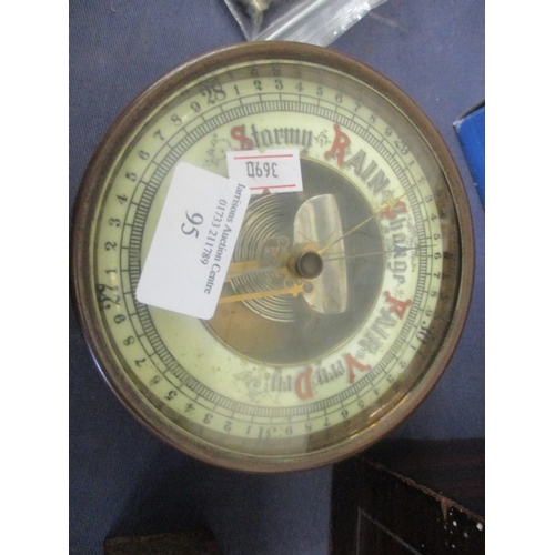 95 - ROUND BRASS BAROMETER