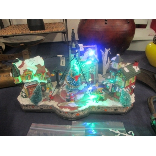 117 - CHRISTMAS VILLAGE MODEL WITH LIGHTS