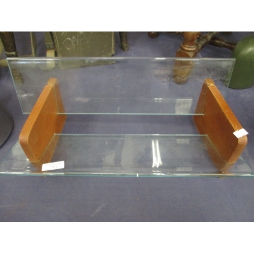 85 - RETRO GLASS SHELF WITH WOODEN BRACKETS