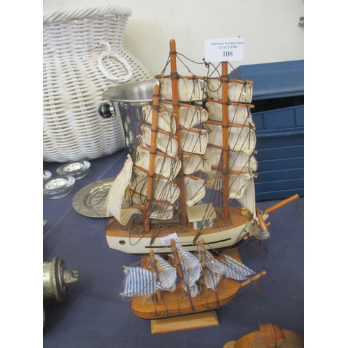 108 - 2 SAILING SHIP WOODEN MODELS