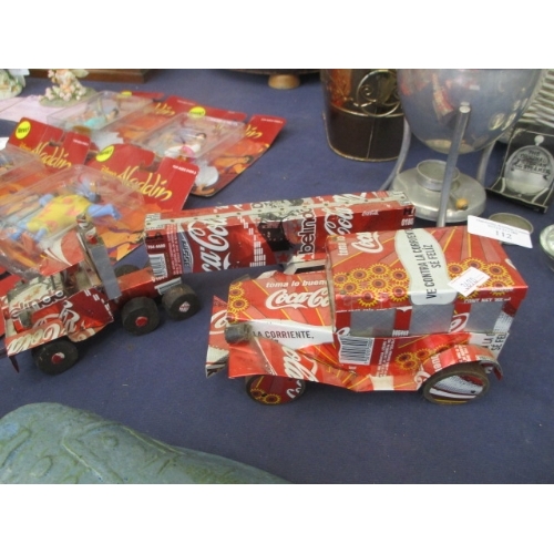 112 - 2 MODEL TRUCKS MADE FROM COKE CANS