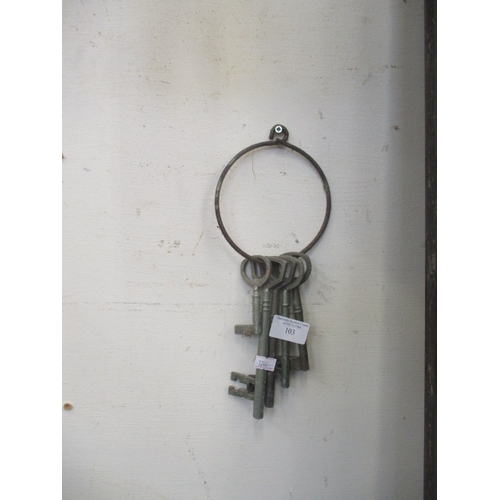 103 - SELECTION OF VINTAGE KEYS ON RING