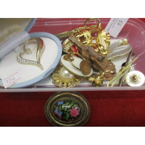 53 - COLLECTION OF COSTUME JEWELLERY BROOCHES