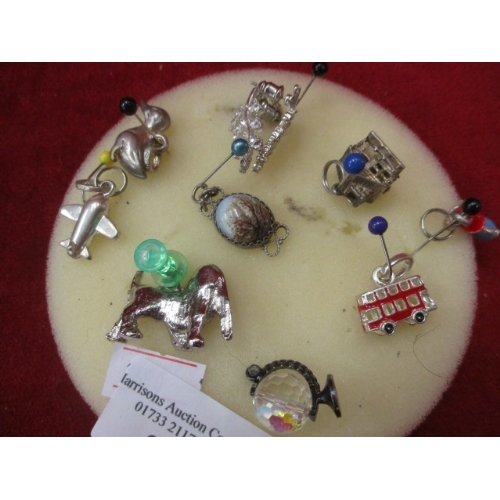 52 - 9 DIFFERENT SILVER METAL  CHARMS