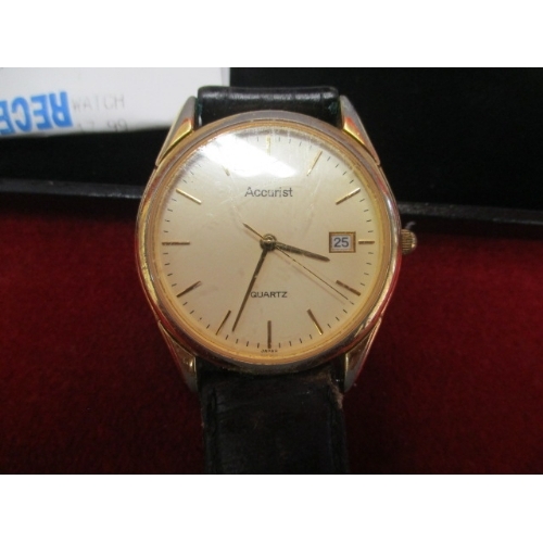 12 - ACCURIST  GENTS WATCH WITH LEATHER STRAP, BOXED