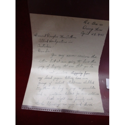 55B - A LETTER TO GENERAL DOUGLAS MacArthur 1943 BUT HE HAS AUTOGRAPHED THE BOTTOM