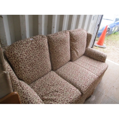 607 - 3 SEATER SOFA WITH AUTUMNAL UPHOLSTERY