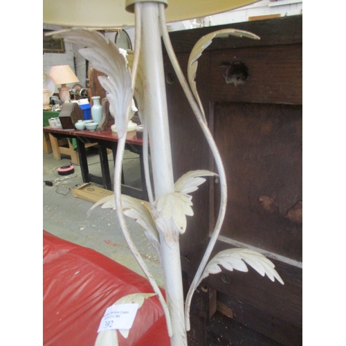 401 - METAL STANDARD LAMP WITH LEAF DECORATED COLUMN