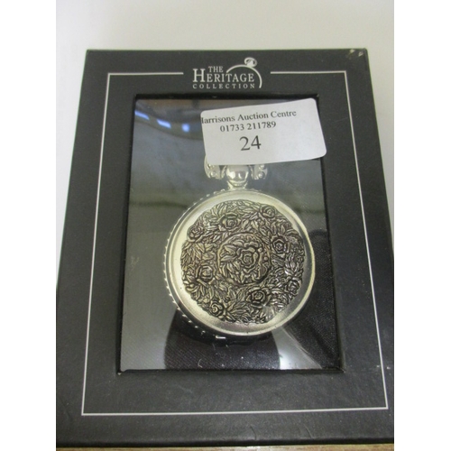 24 - THE HERITAGE COLLECTION - SILVER METAL POCKET WATCH 'RETHYO', BOXED