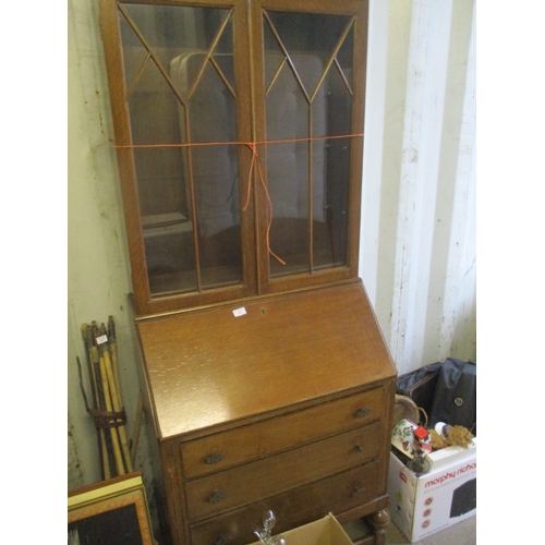 466 - OAK BUREAU BOOKCASE