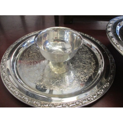 199 - SILVER PLATED SALVER AND HORS D'EOUVRE PLATE