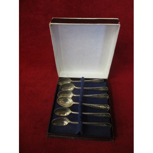 26 - SET OF 6 TEASPOONS, SIAM STERLING 925 SILVER, BOXED